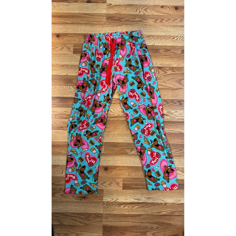 Scooby-Doo Munchies Pajama Pants Pink Hearts Snacks Cartoon Sleepwear Medium‎